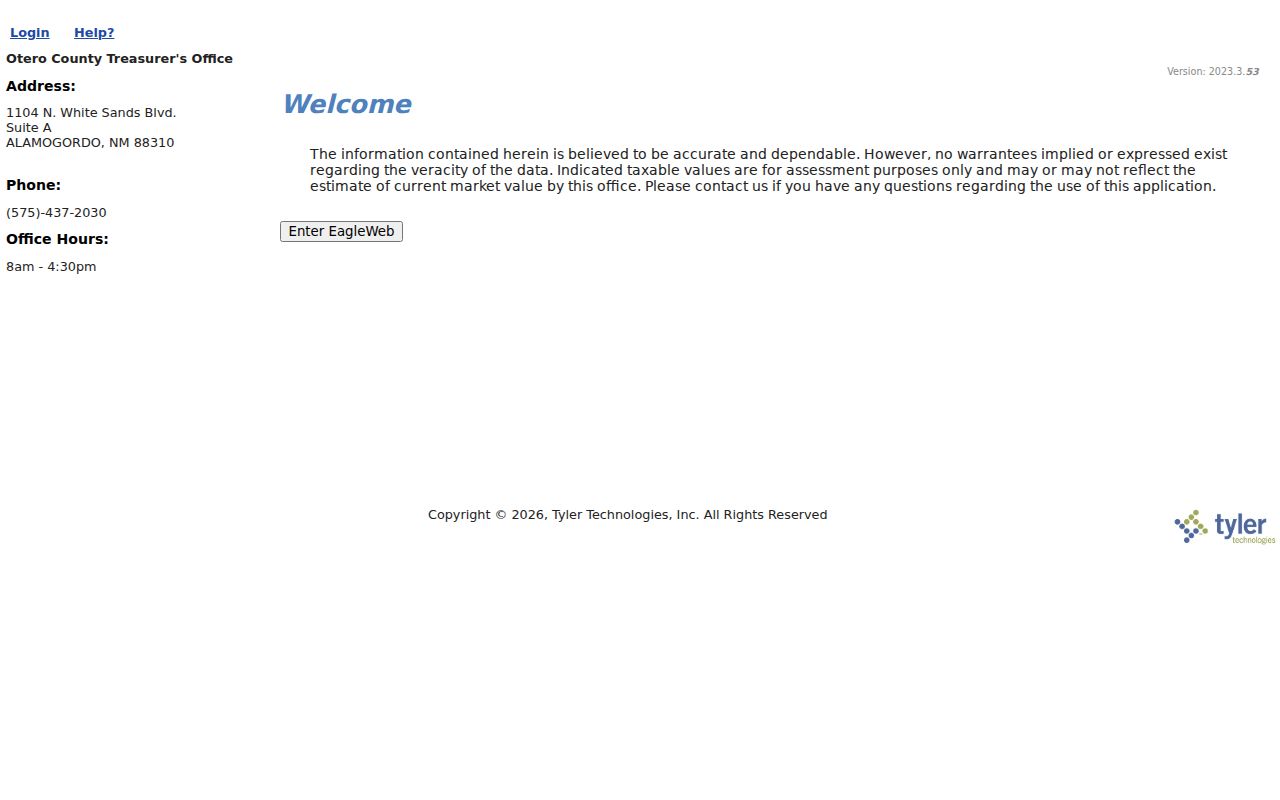 Alamogordo residents directory Otero County Treasurer property portal