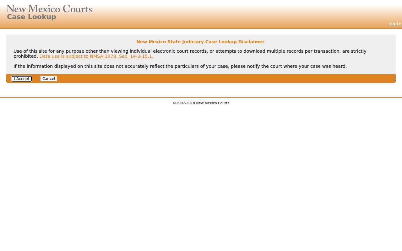 Alamogordo residents directory New Mexico Case Lookup access screen
