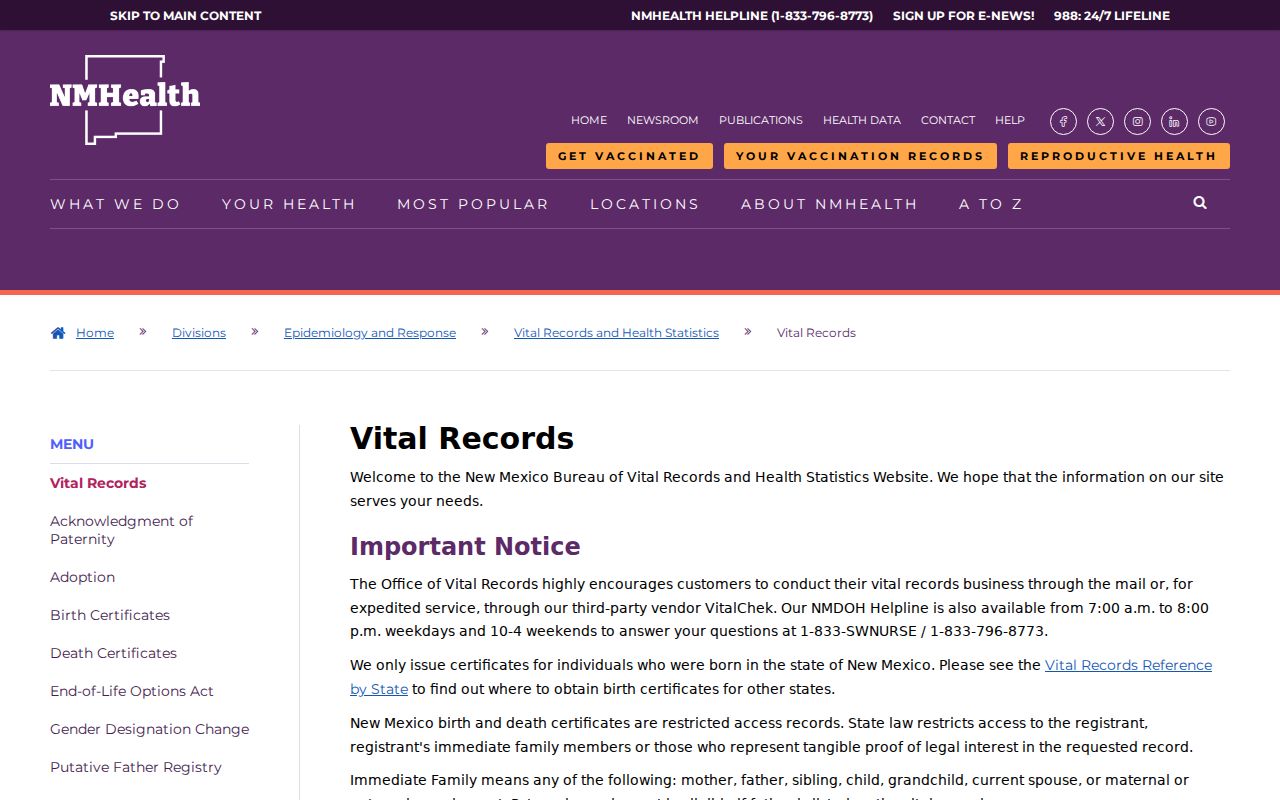 Alamogordo previous residents New Mexico vital records office