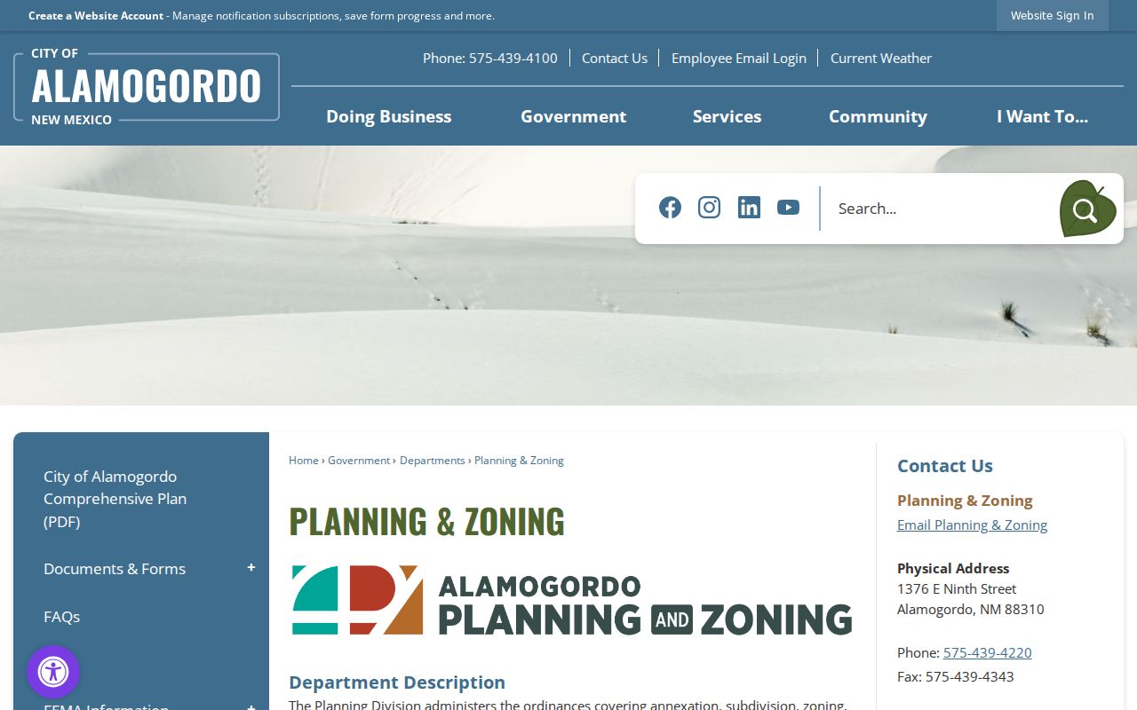Alamogordo street directory Planning and Zoning information